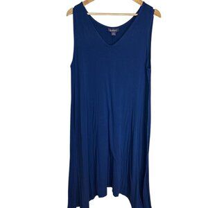 Roamans's Woman's Pullover Stretch Electric Blue Dress Asymmetrical  Sz 18/20